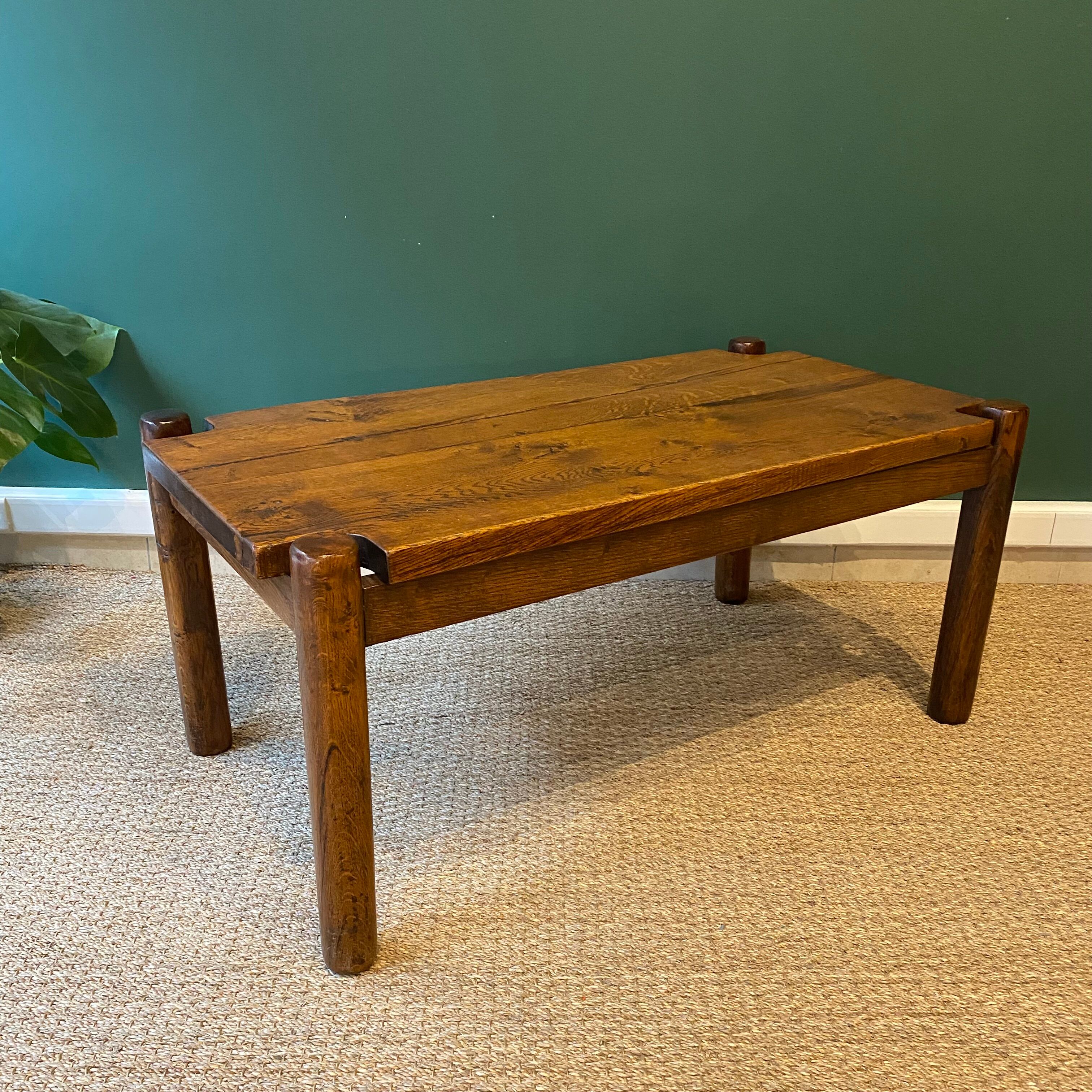 Brutalist oak coffee table