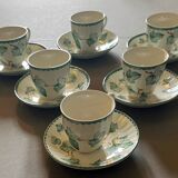 Set of 8 English ceramic coffee / mocha cups and saucers BARRATIS