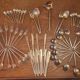 Large vintage cutlery set 65 pieces – 15 people – brass – 1960s