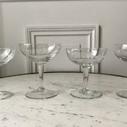 Set of 4 glasses of crystalline champagne mismatched 50s