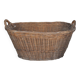 Brown wicker rustic basket - vintage laundry basket from the 1940s, large and oval.