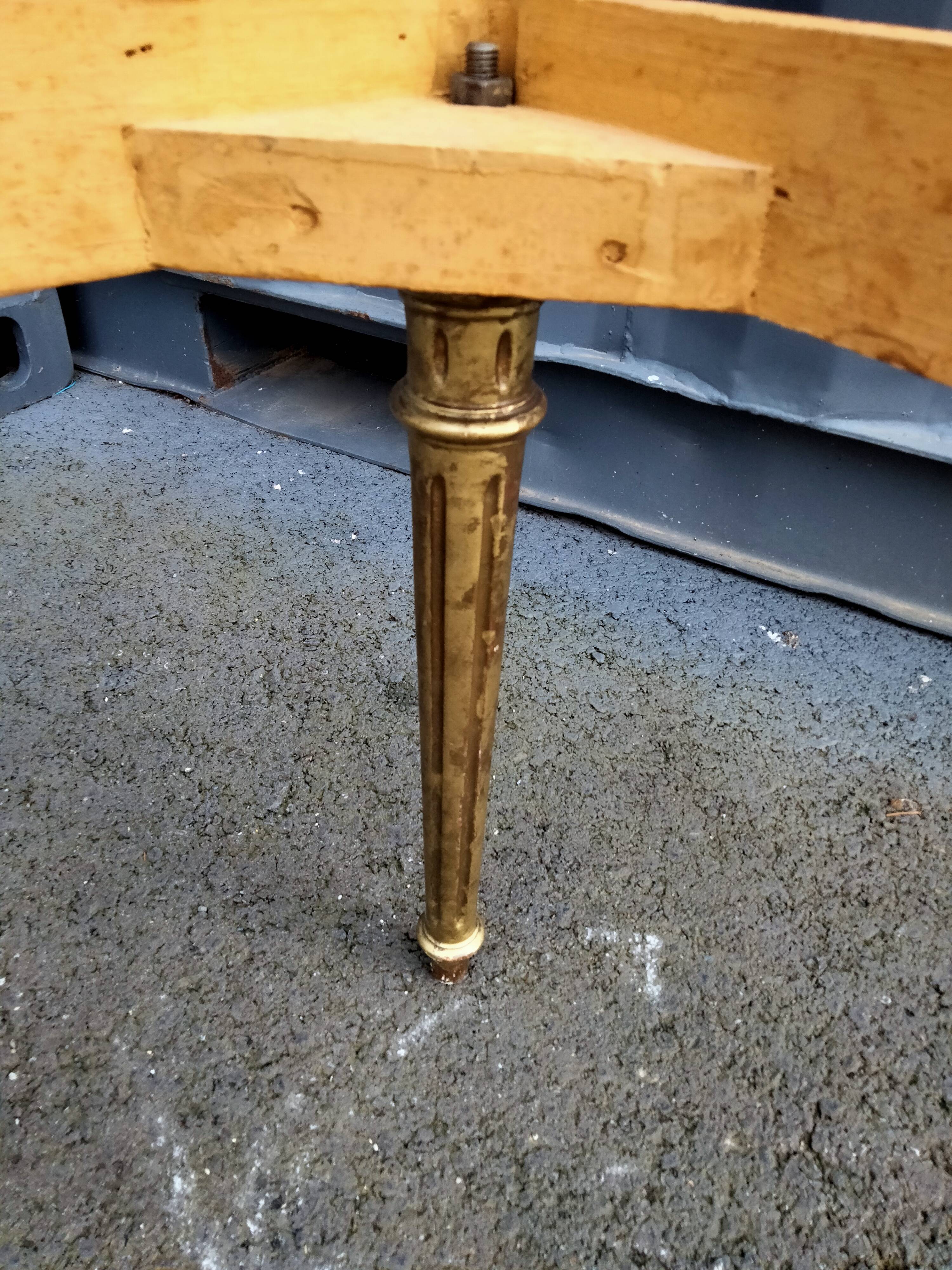 Coffee table gilded wood old marble top side table