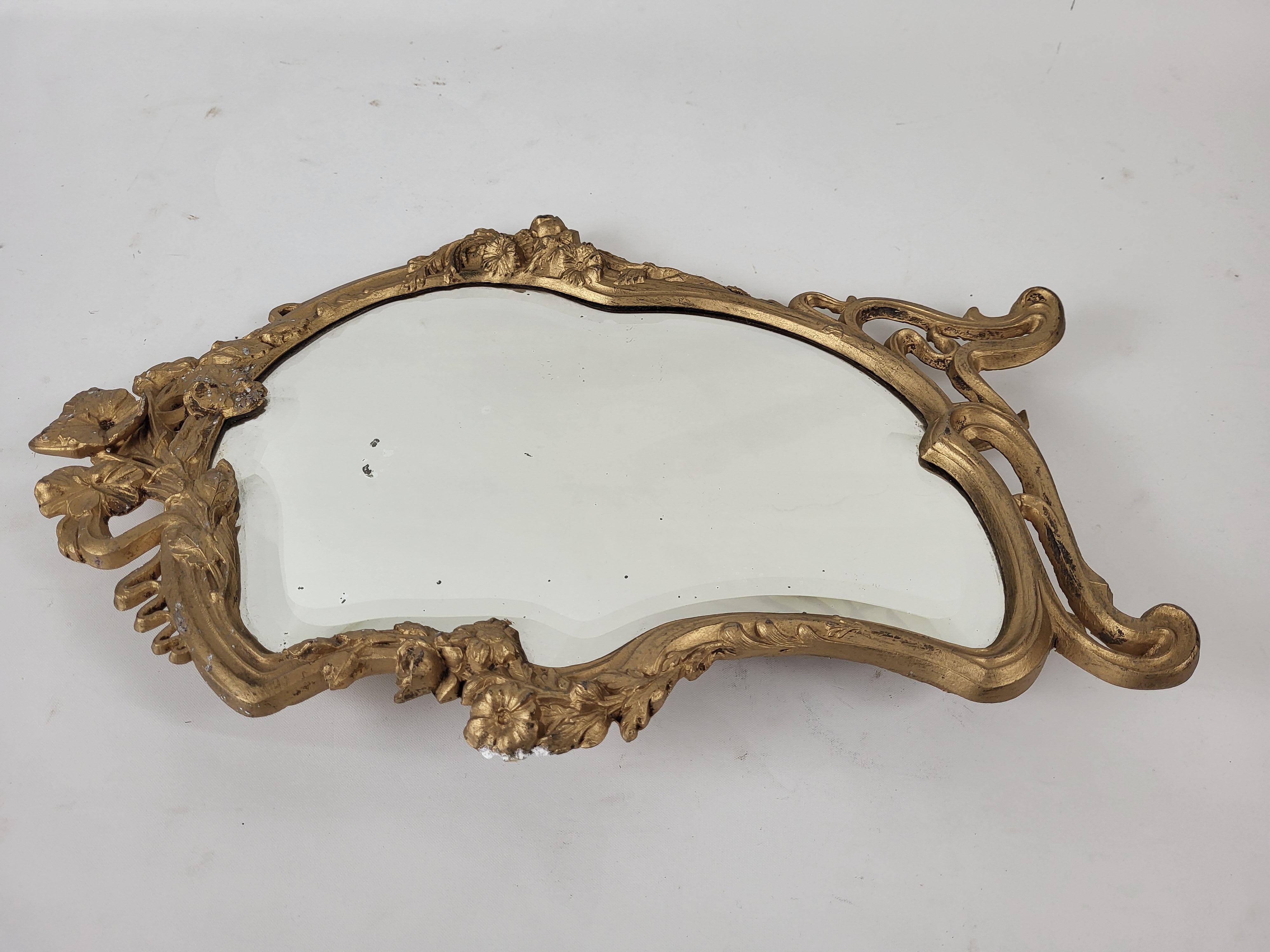 Golden brass table psyche mirror, art nouveau