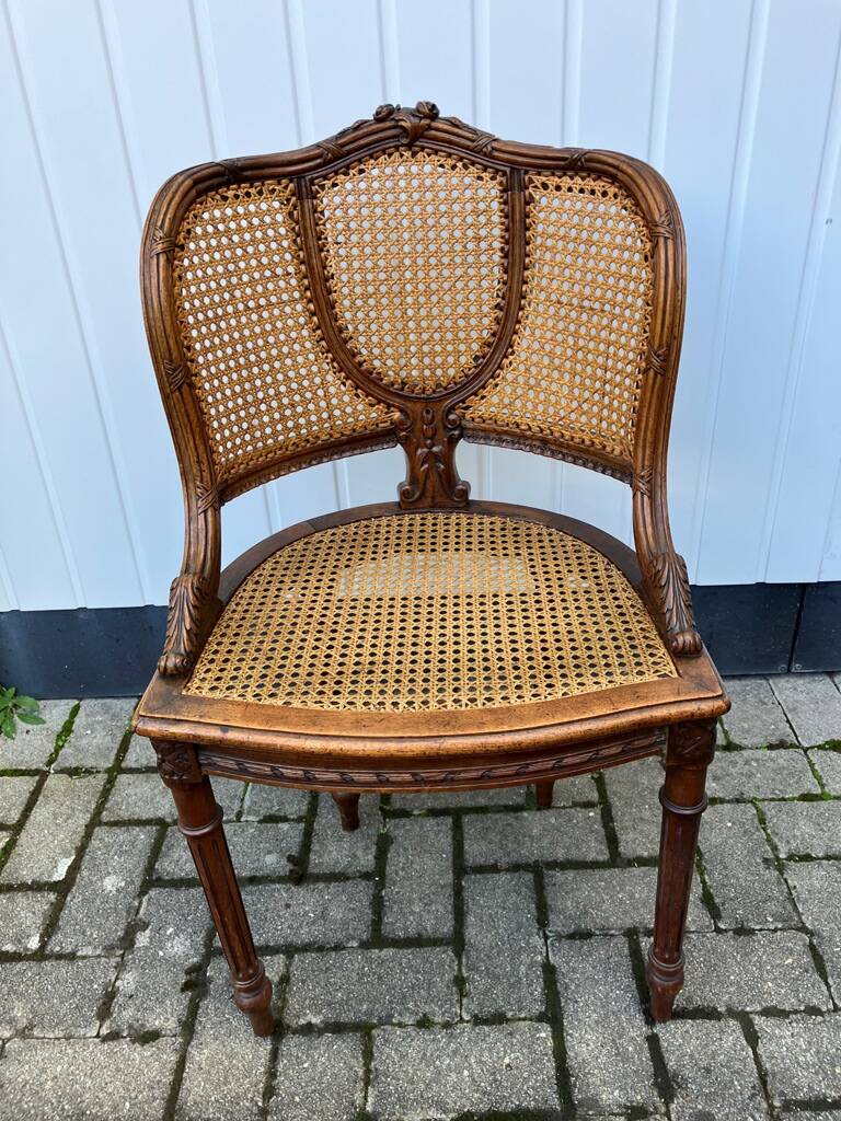 Louis XVI office chair in solid walnut