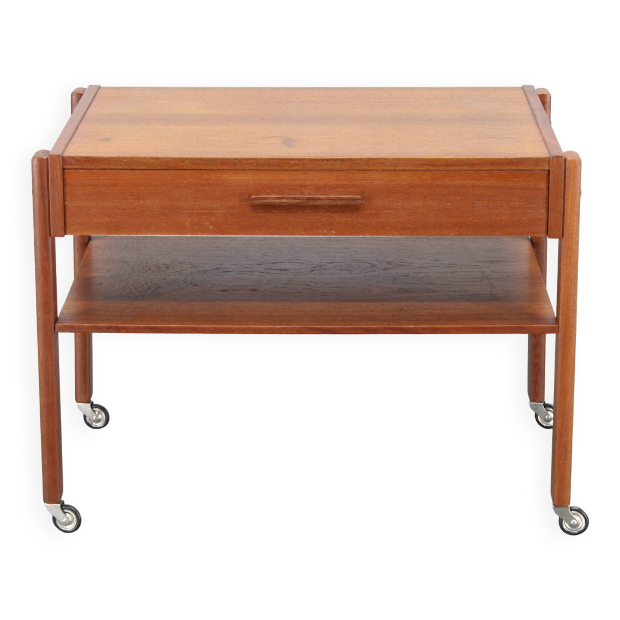 1960s Danish Teak Sewing Cart or Side Table