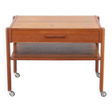 1960s Danish Teak Sewing Cart or Side Table