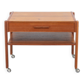 1960s Danish Teak Sewing Cart or Side Table