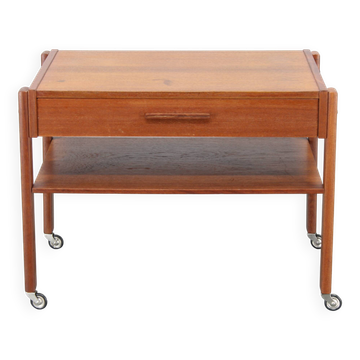 1960s Danish Teak Sewing Cart or Side Table