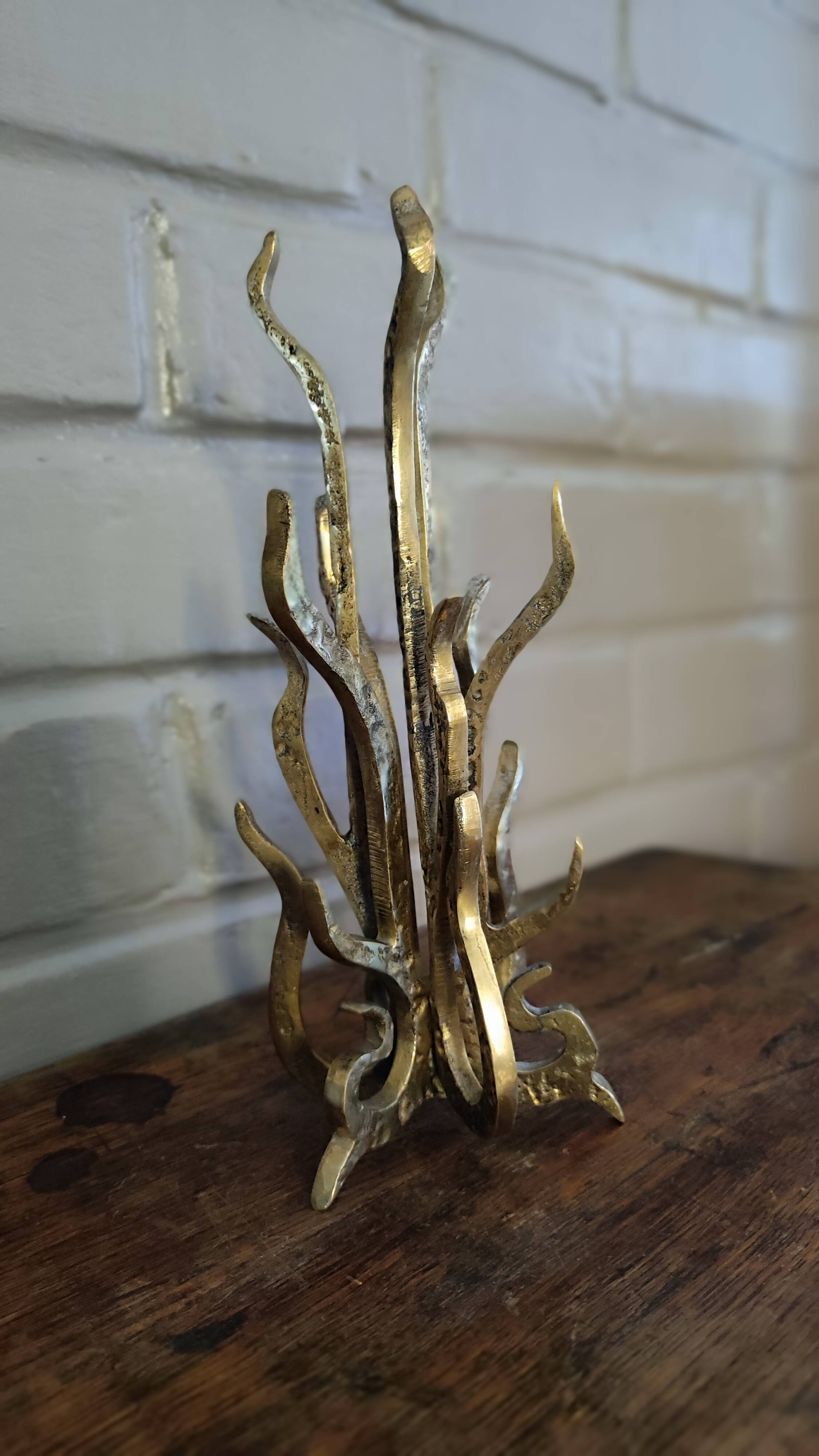 Brutalist Bronze Sculpture Candle Holder or Vase by Heinz Goll