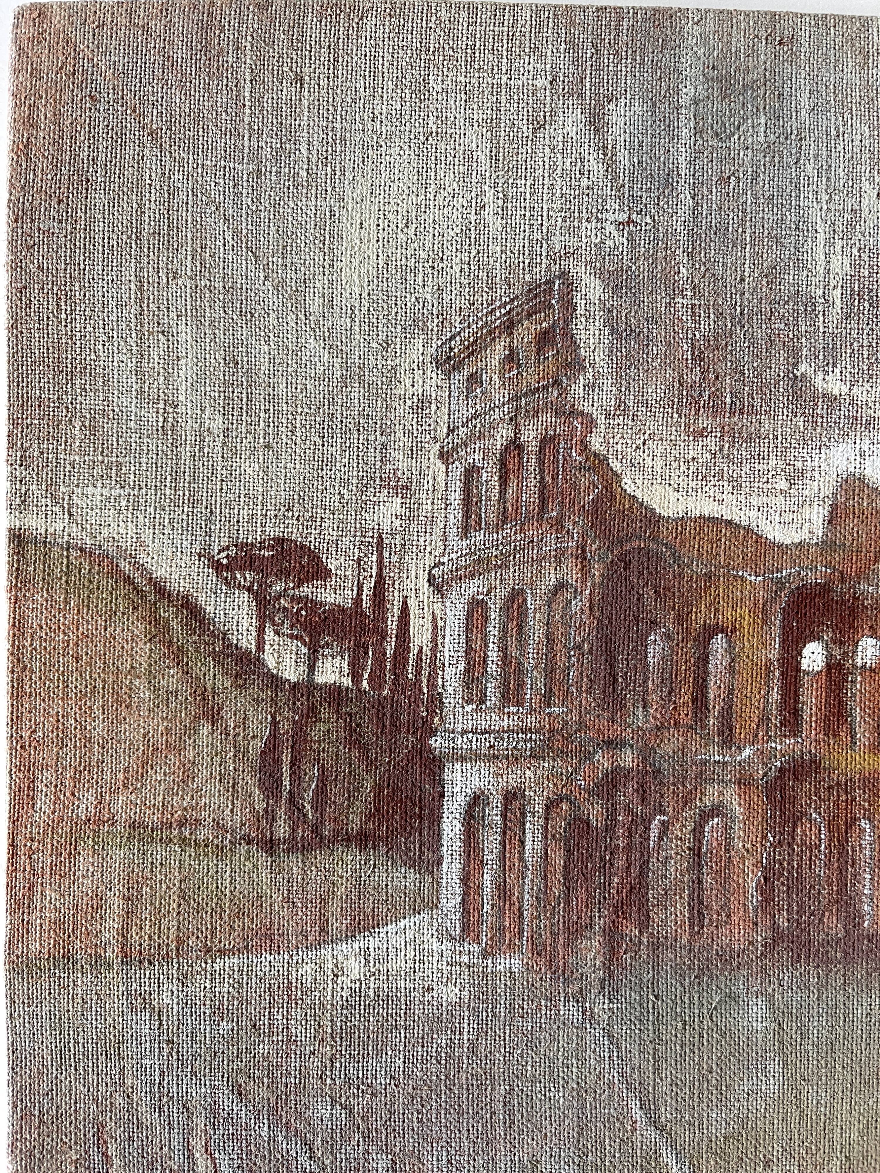 Oil on canvas landscape a l'antique signed gouny et marange