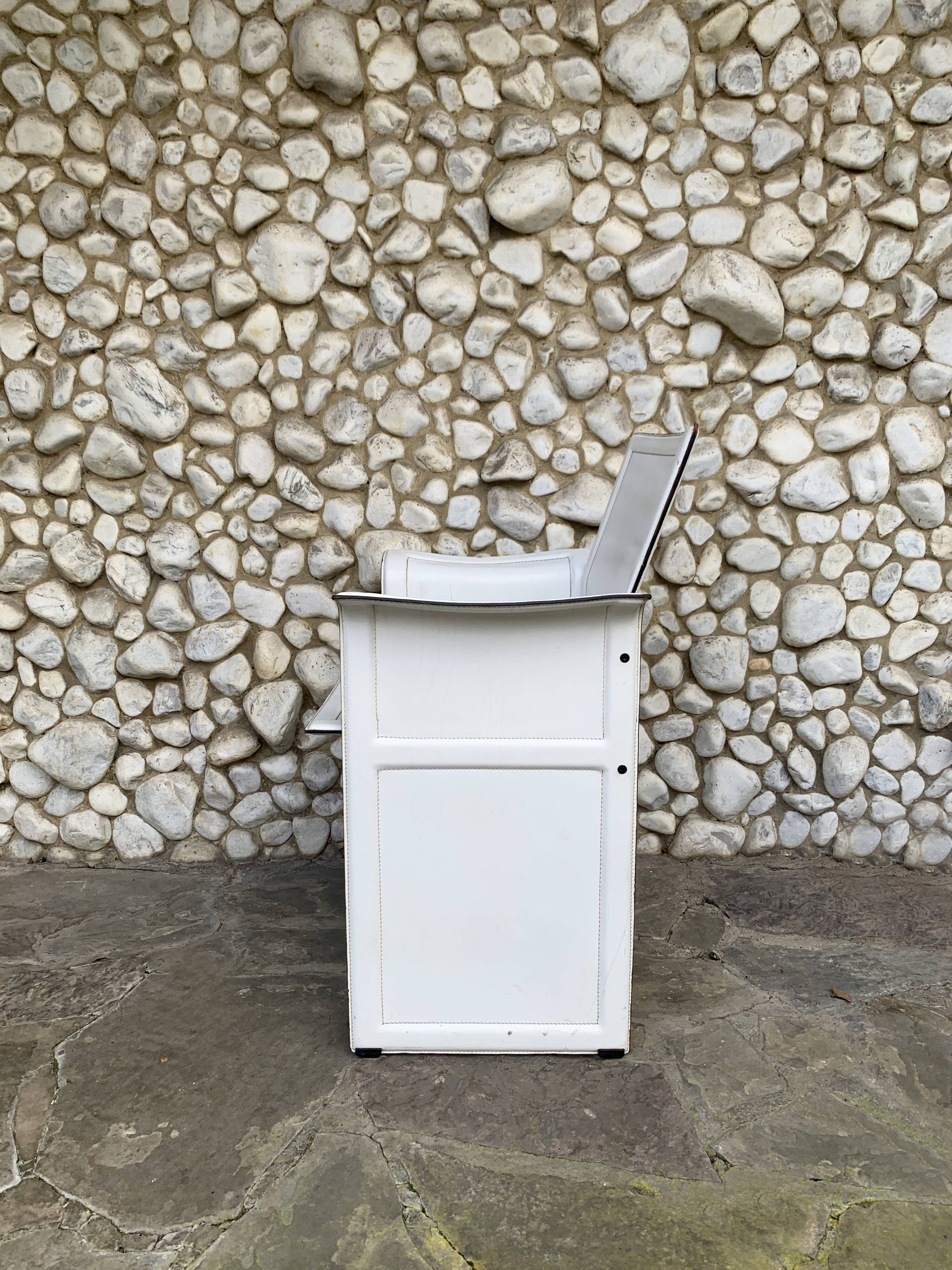 White leather armchair, Tito Agnoli for Matteo Grassi, Italy, 1970-80s