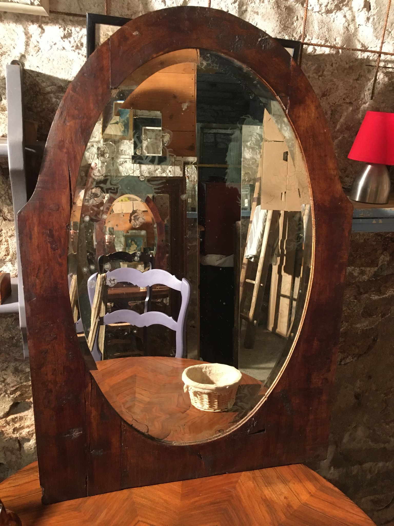 Bevelled oval mirror 92x63