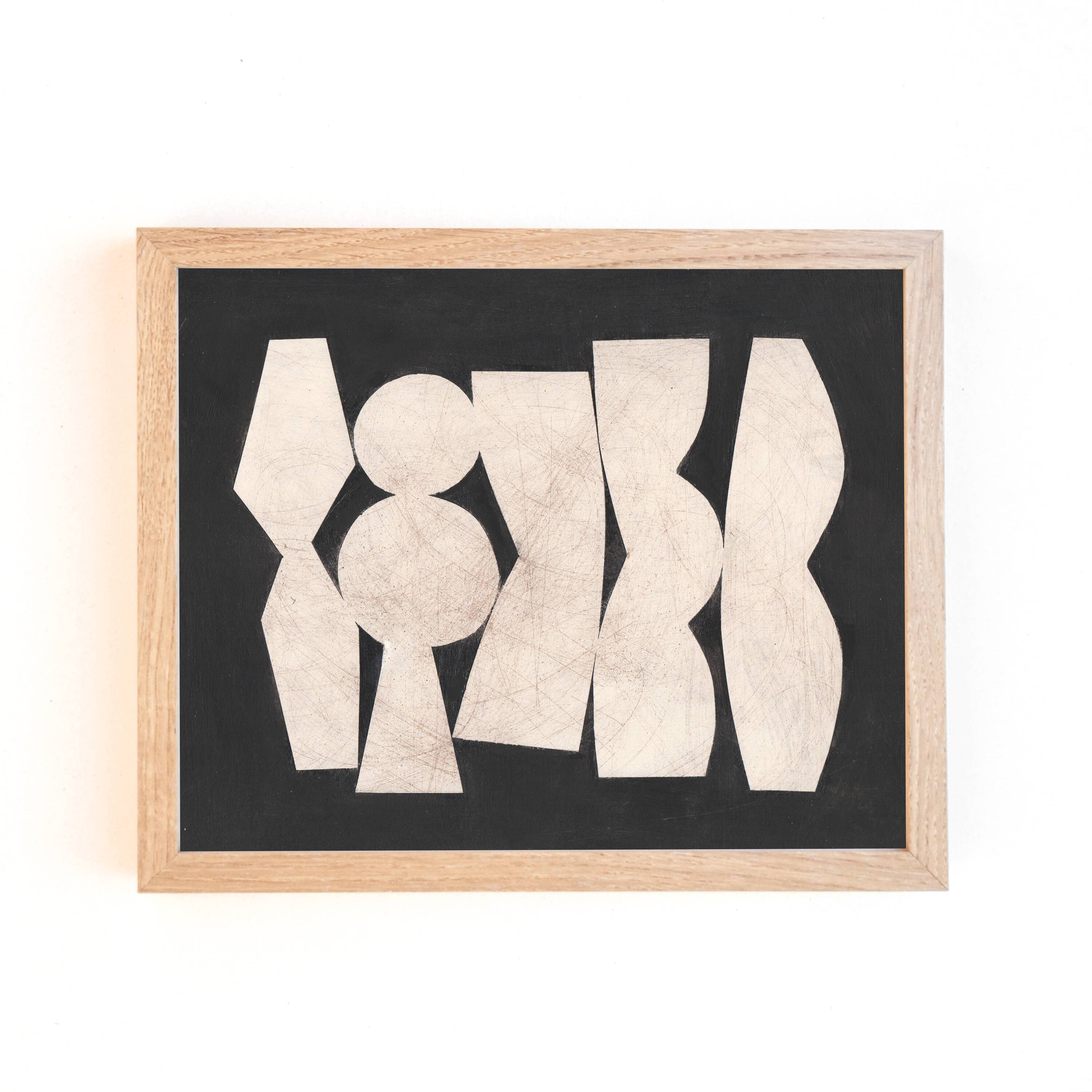 Abstract painting on panel - painting B85 signed Eawy