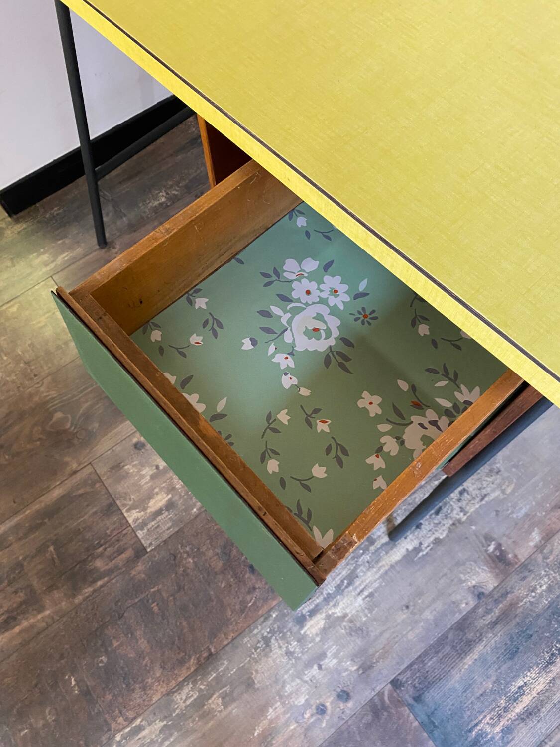 Yellow formica desk