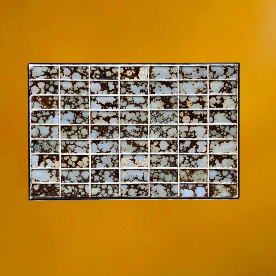 Tables gigognes en céramique, mosaïque et métal noir, années 60-70