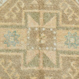 4x7 Soft Beige & Brown Oushak Vintage Rug 109x207Cm