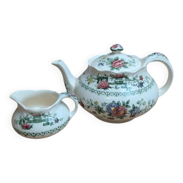 Ensemble théière et pot à lait vintage Crown Ducal Chinese Garden – Angleterre