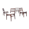 Ensemble de 4 chaises de salle à manger G paln quadrillé en teck, design danois du milieu de siècle