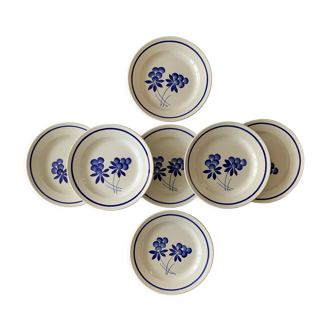 7 assiettes plates anciennes en faïence de Gien
