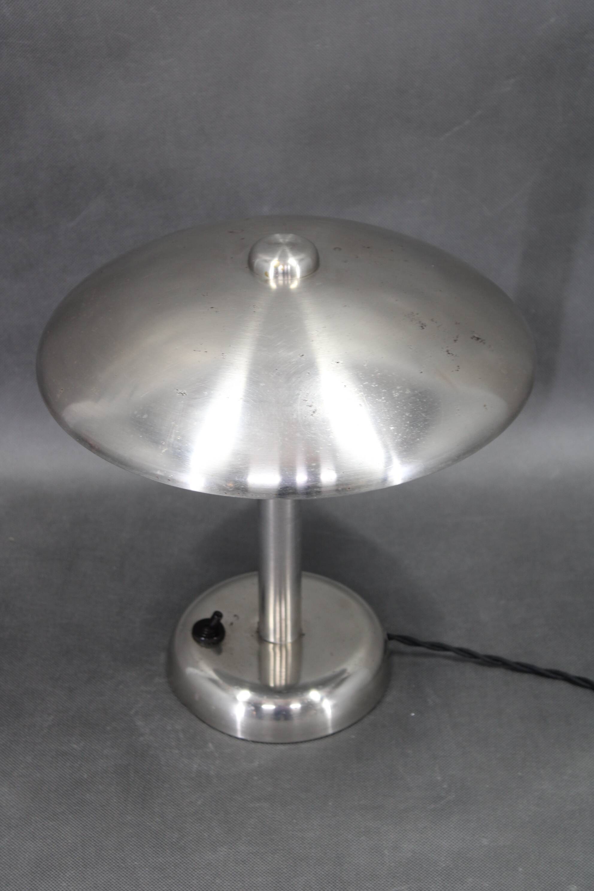 1930s Art Deco Nickel Mushroom Table Lamp Europe