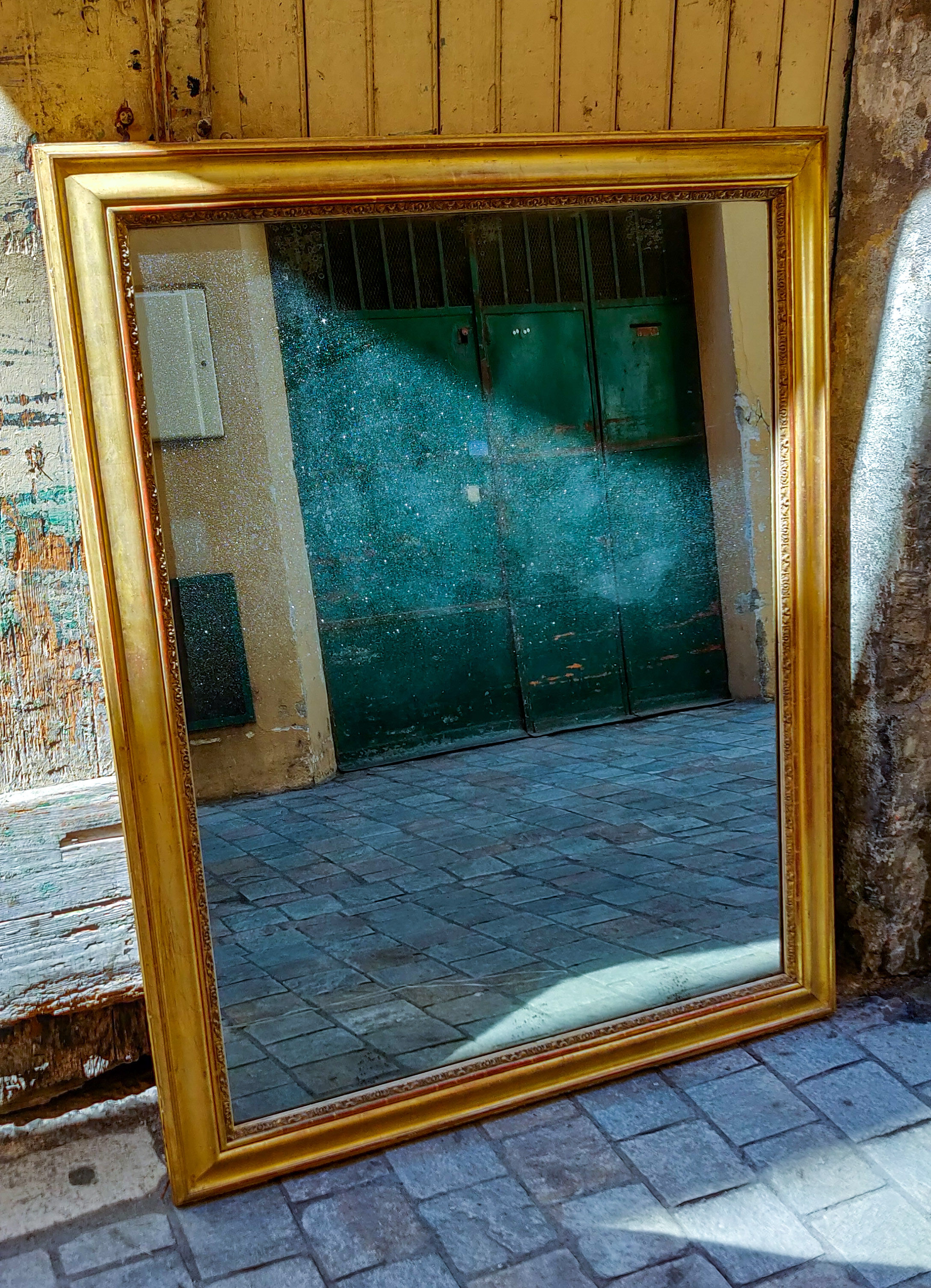 Louis-Philippe mirror with mercury and gold leaf 113x140cm