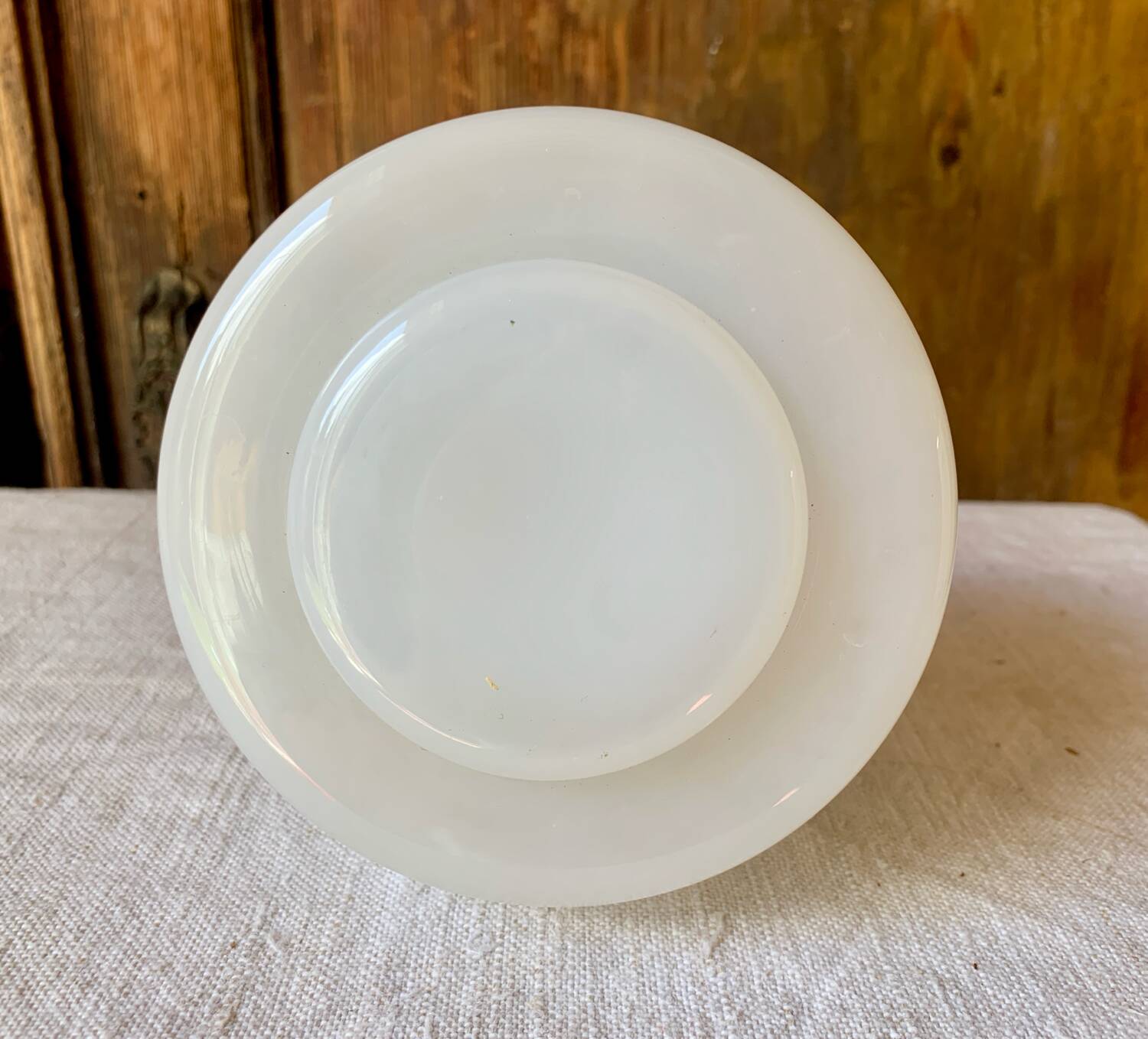 White opaline glass vase 1970