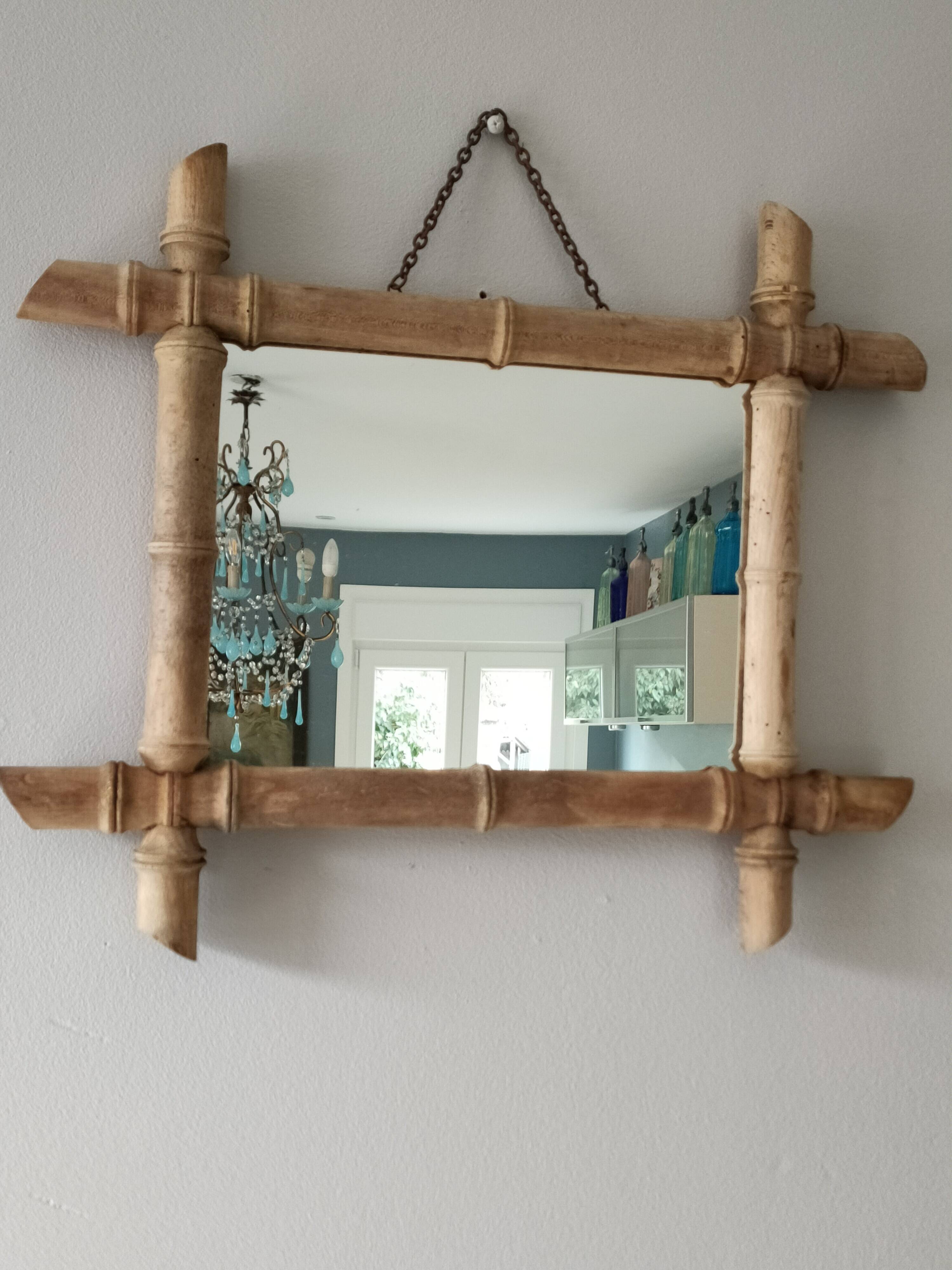 Antique mirror with faux bamboo
