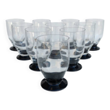 10 Art Deco glass goblets by Daum.