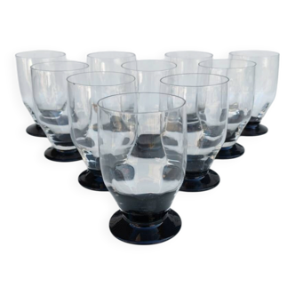 10 Art Deco glass goblets by Daum.