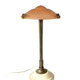 Monumental art deco pink table lamp, Muller frères Luneville, France, ca 1920s
