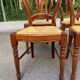 4 country-style medallion chairs in solid cherry with rush seats from the 1990s.