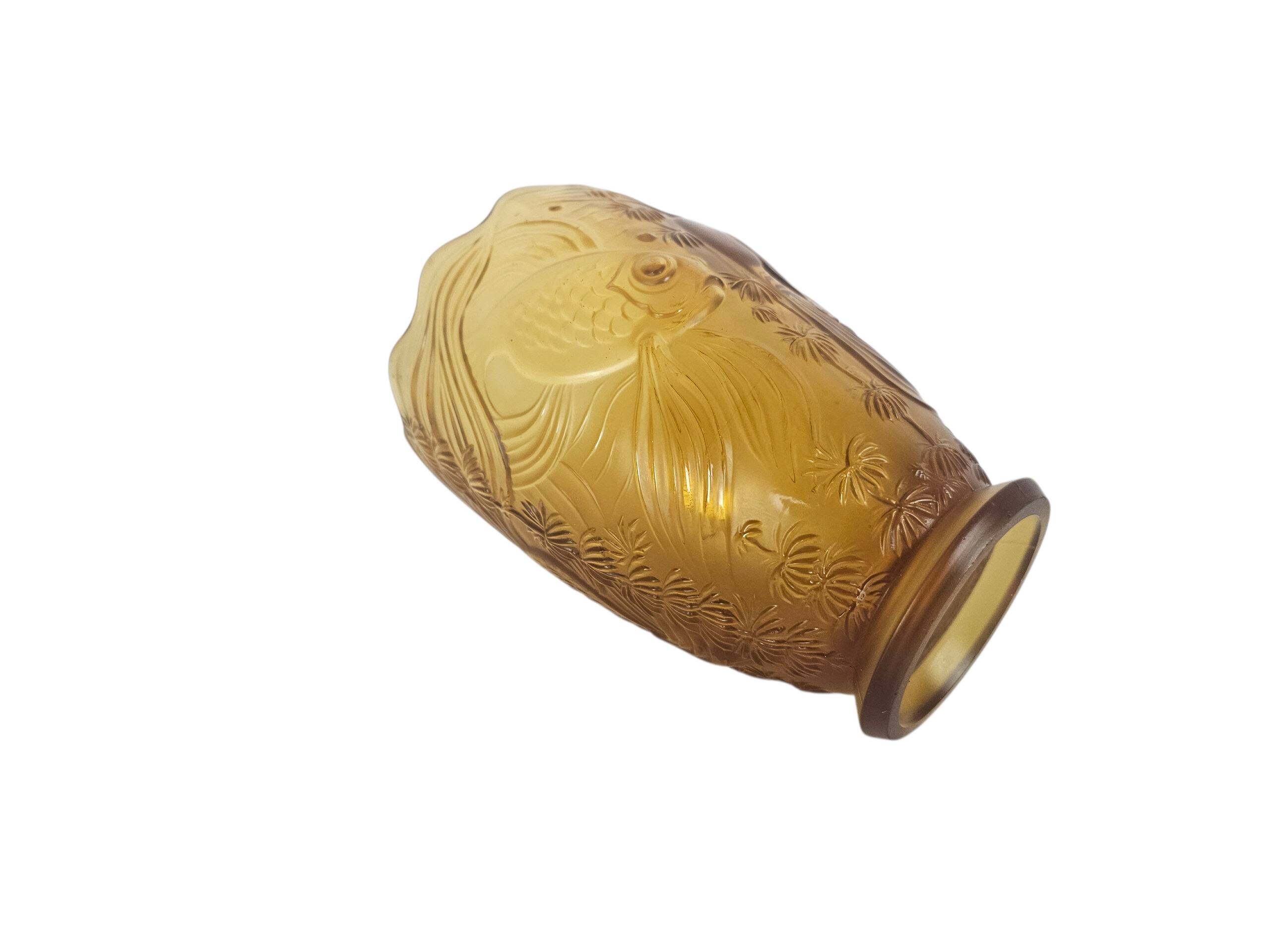 Josef Inwald - Barolac - "Koi Carp" - pressed glass vase - frosted glass -