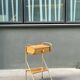 60s wooden and gold metal bedside table