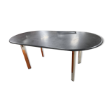 Knoll oval table with black marble and chrome legs by Joe d'Urso, 1983