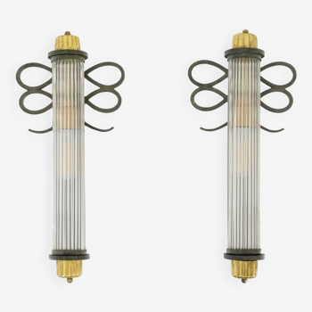 Pair of Art Deco style wall lights, cylindrical in shape. 1920s