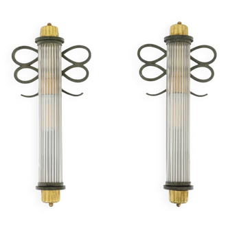 Pair of Art Deco style wall lights, cylindrical in shape. 1920s