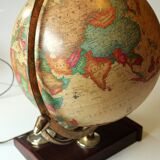 1980s danish illuminated globe (Scan-Globe) on a wooden foot with weather station