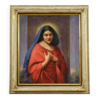 Italian religious painting Madonna dated 1929