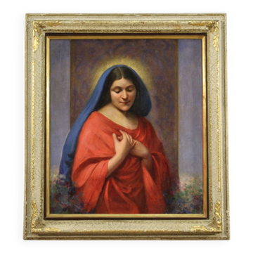 Italian religious painting Madonna dated 1929