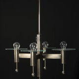 Art Deco or Bauhaus Nickel-plated 4-flamming chandelier, 1920s