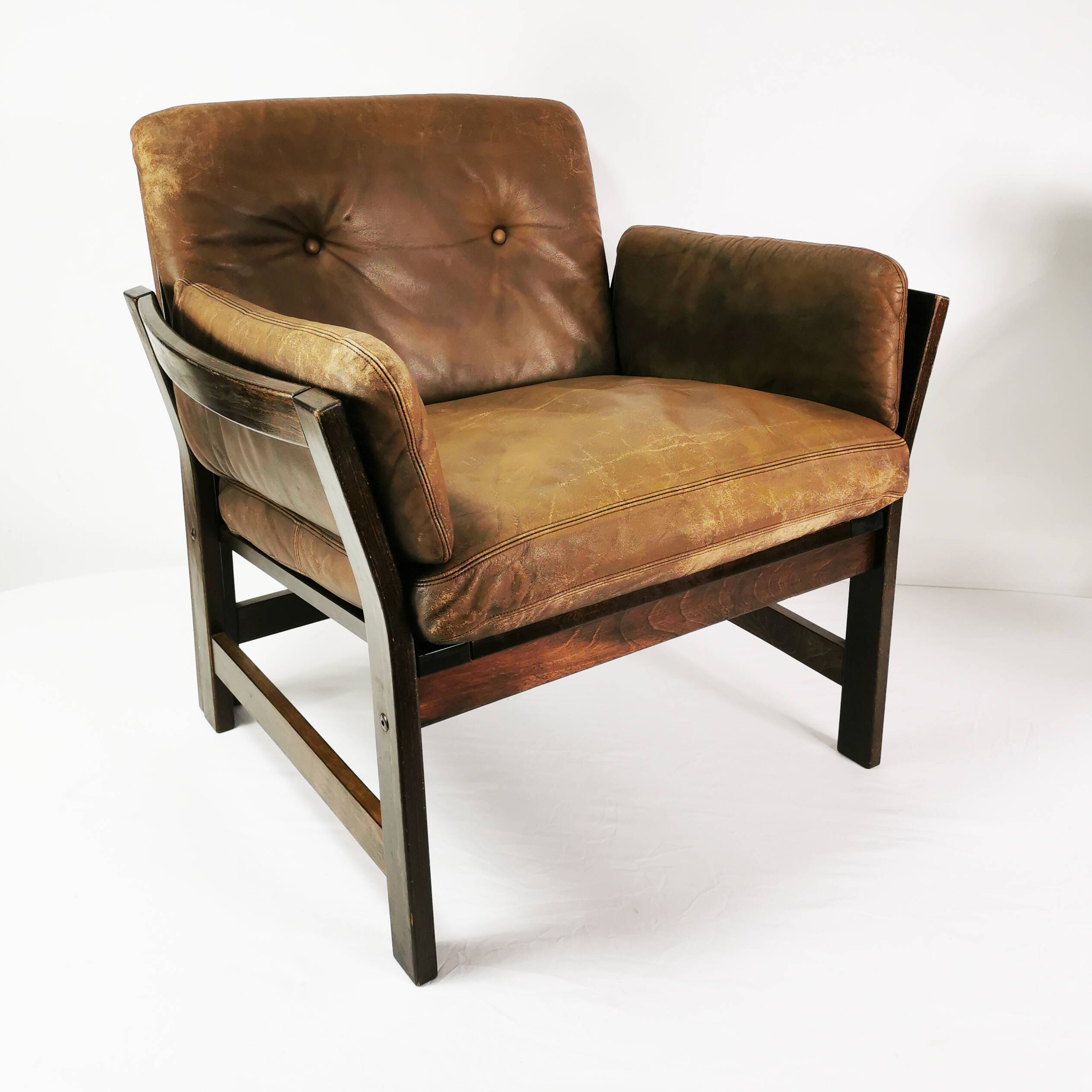 Mid-century leather armchair, Denmark, 1960s