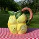 Hand-painted lemon barbotine pitcher vintage Italy