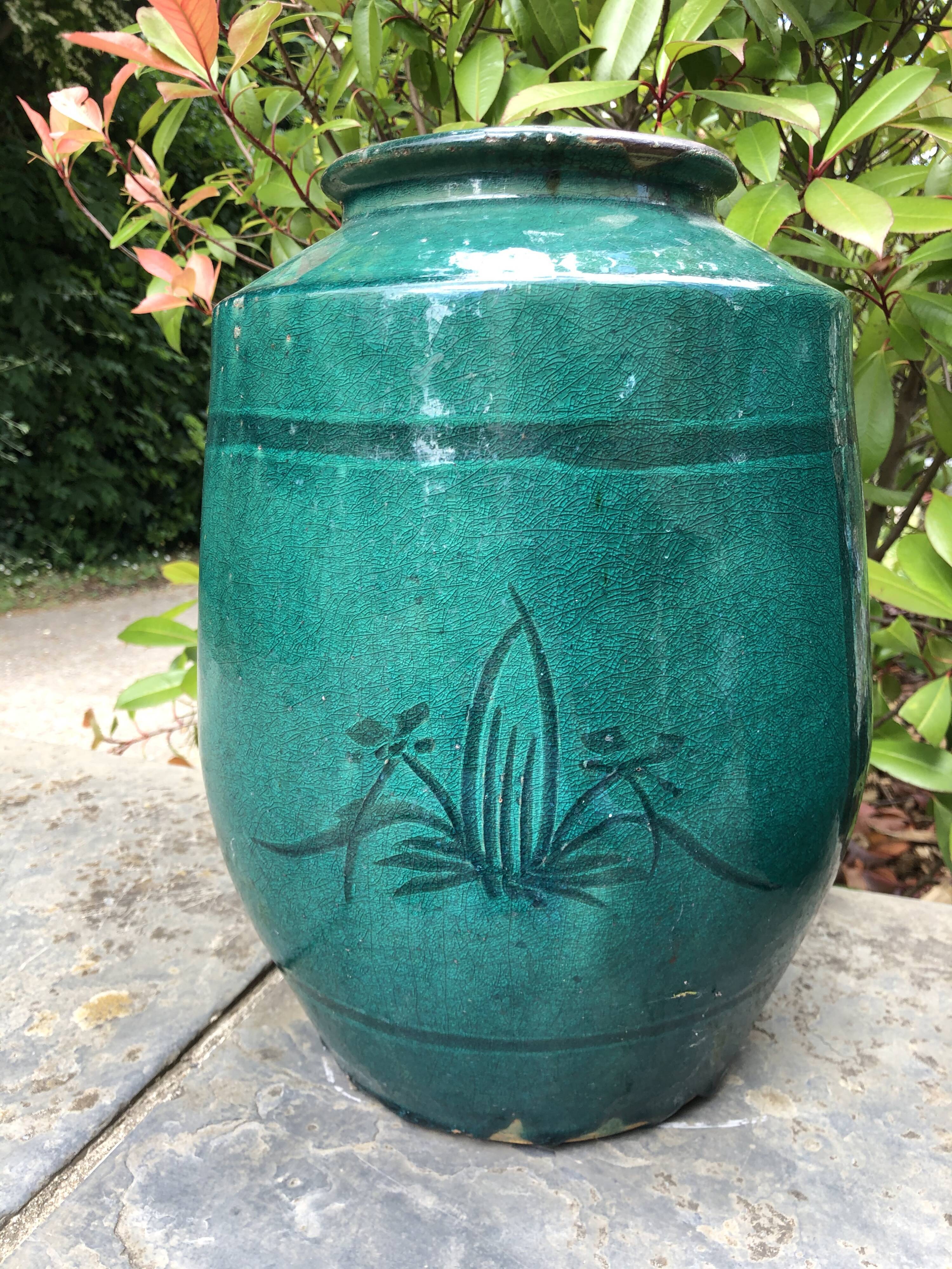 Pair of Japanese enameled stoneware vases