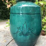 Pair of Japanese enameled stoneware vases