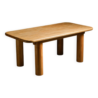 Dining table in glued laminated pine, France, around 1970.