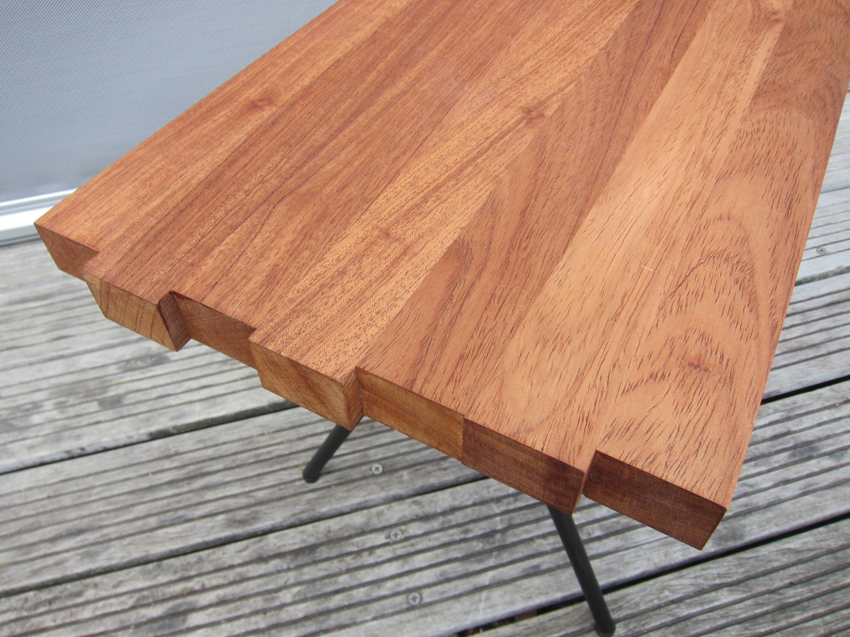 1950s wood and metal portico coffee table