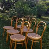 Set of 6 caned bistro chairs