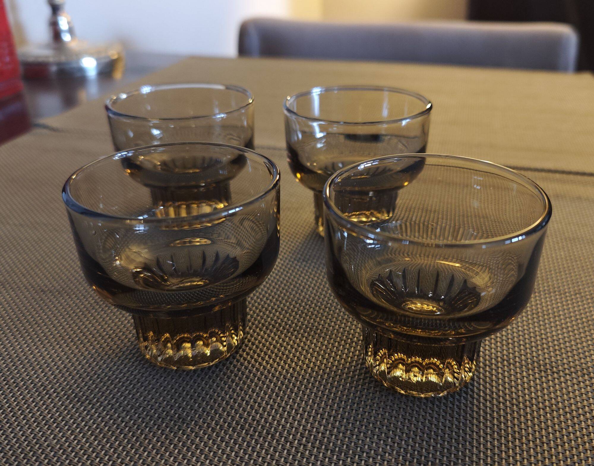 Set of 4 Italian Smoked Glasses - 1960s