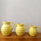 3 Orchies art deco pitchers in yellow ceramic