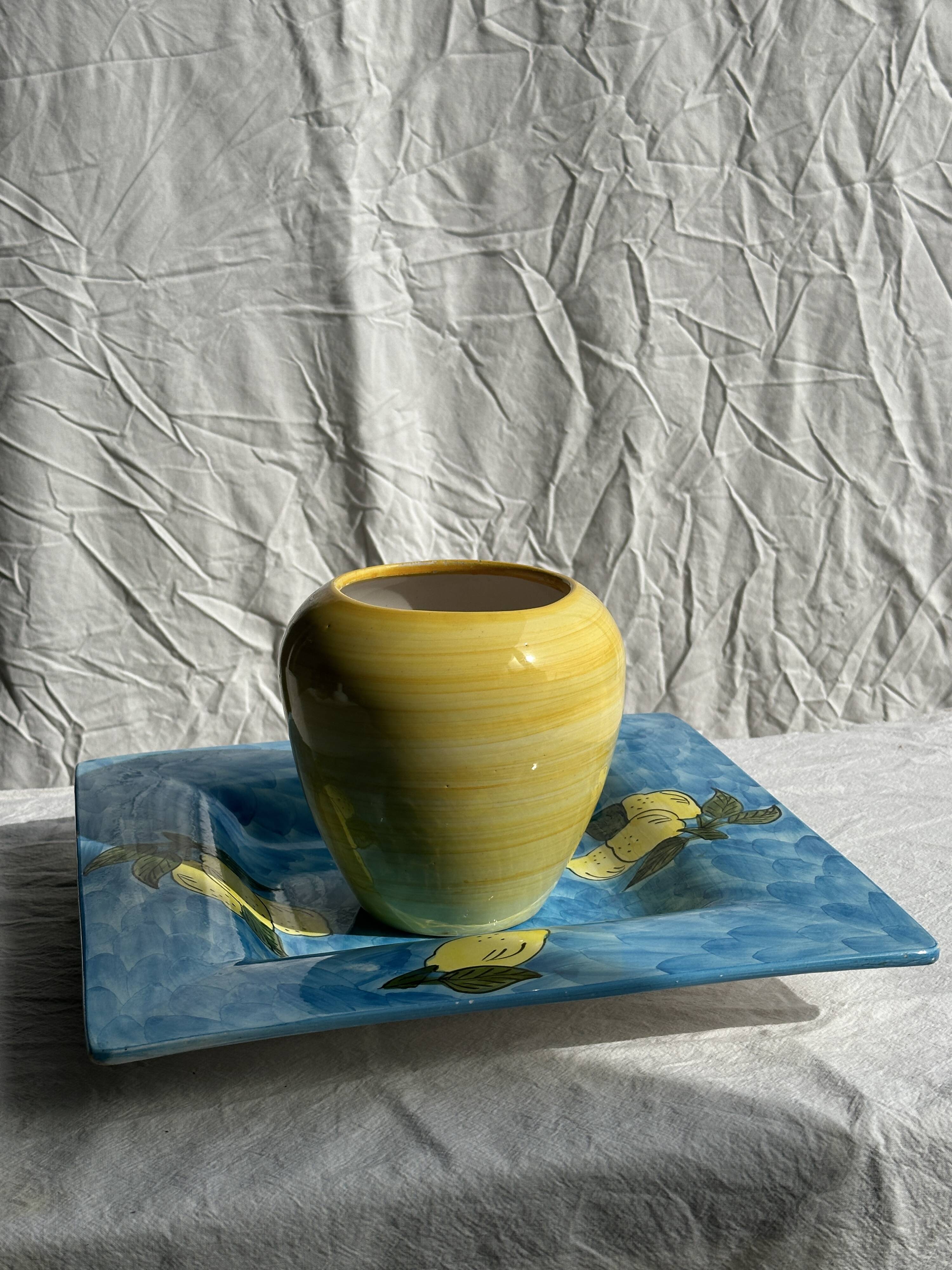 Large square dish with lemon pattern 33cm Aleya Slim